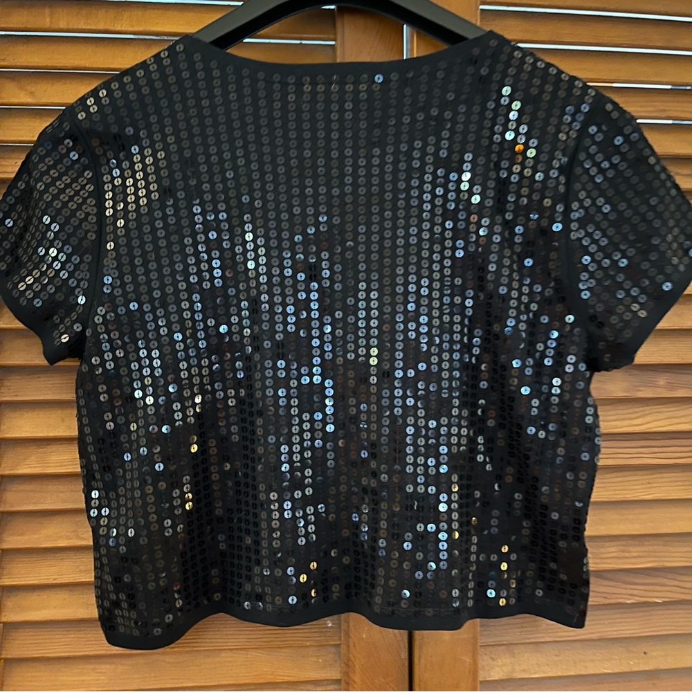 Loft Black Sequin Sweater Shrug size medium - Picture 2 of 7